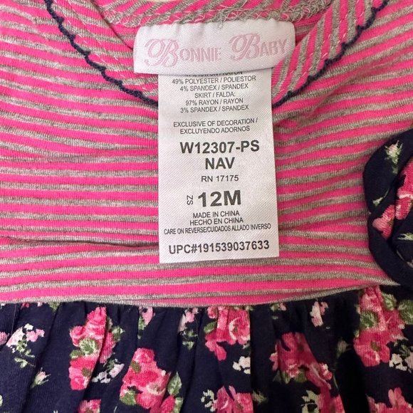 Bonnie Baby 2 Piece Dress with Floral Leggings, 12 Months, NWT - Picture 5 of 7